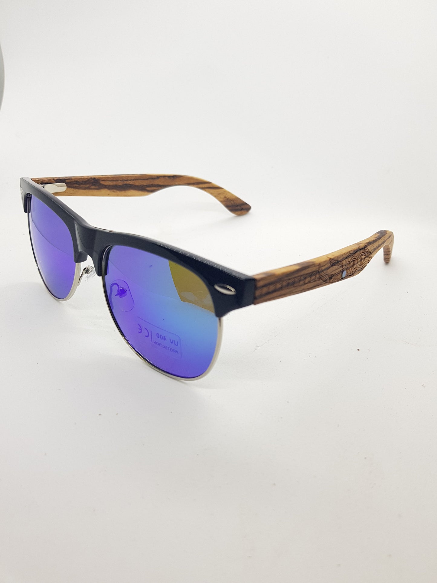 Kaitiaki Unisex Wooden sunglasses by L.Eyes Eyewear with Maori designs and paua shell